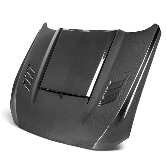Anderson Composites Type-AB ram air double sided carbon fiber hood for 2018-2023 Ford Mustang