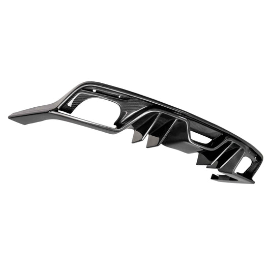 Anderson Composites Type-ARQ carbon fiber rear valance for 2015-2017 Ford Mustang with quad-tip exhaust