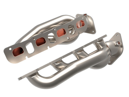 aFe Power Twisted Steel 304 Stainless Steel Short Tube Header w/ Titanium Ceramic Coat Finish — RAM 1500 TRX 21-24 V8-6.2L (sc) — 48-32030-T
