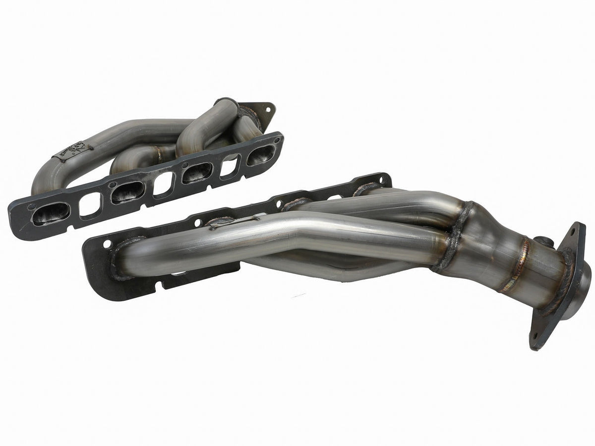 aFe Power Twisted Steel 1-3/4 IN 304 Stainless Steel Short Tube Headers w/ Raw Finish — Dodge Challenger 15-23 V8-6.2L (sc)/6.4L HEMI — 48-32031