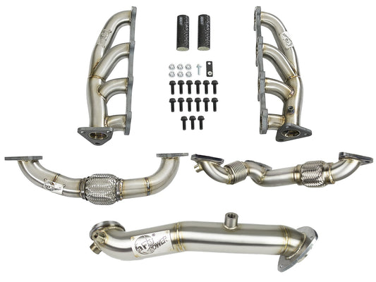 aFe Power Twisted Steel Headers, Up-Pipes & Down-Pipe — GM Diesel Trucks 15-16 V8-6.6L (td) LML — 48-34137