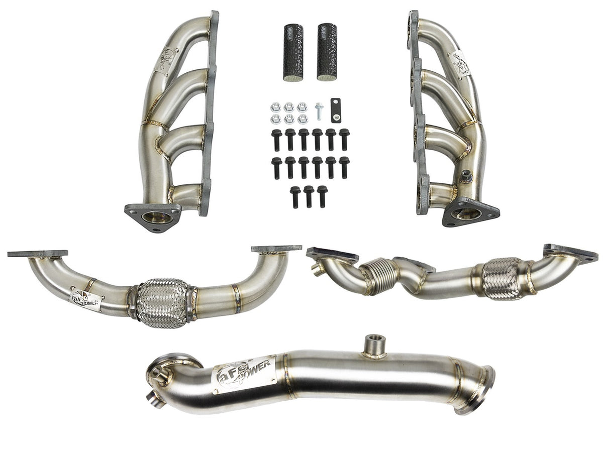 aFe Power Twisted Steel Headers, Up-Pipes & Down-Pipe — GM Diesel Trucks 11-15 V8-6.6L (td) LML — 48-34139