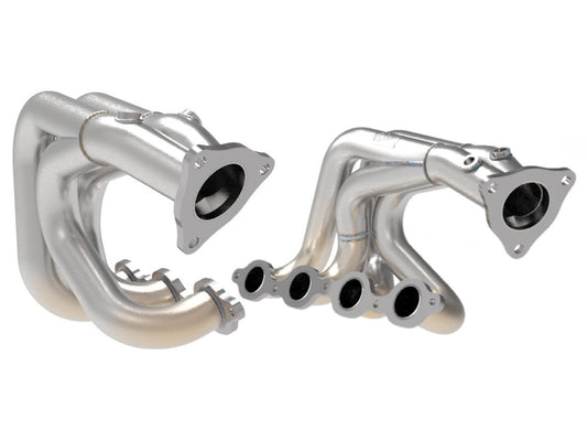 aFe Power Twisted Steel 304 Stainless Steel Long Tube Header w/ Brushed Finish — Chevrolet Corvette (C8) 20-26 V8-6.2L — 48-34148-H