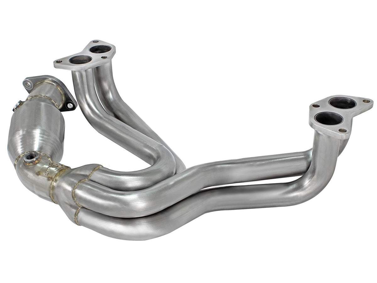 aFe Power Twisted Steel 304 Stainless Steel Long Tube Header w/ Cat — Toyota 86/FT86/GT86 12-19 / Scion FR-S 13-16 / Subaru BRZ 13-19 H4-2.0L — 48-36005-1HC