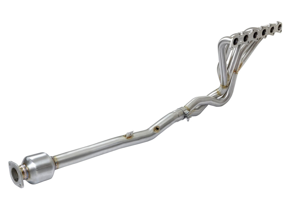 aFe Power Twisted Steel Long Tube Header & Connection Pipe w/ Cat — Nissan Patrol (Y61) 01-16 L6-4.8L — 48-36108-YC