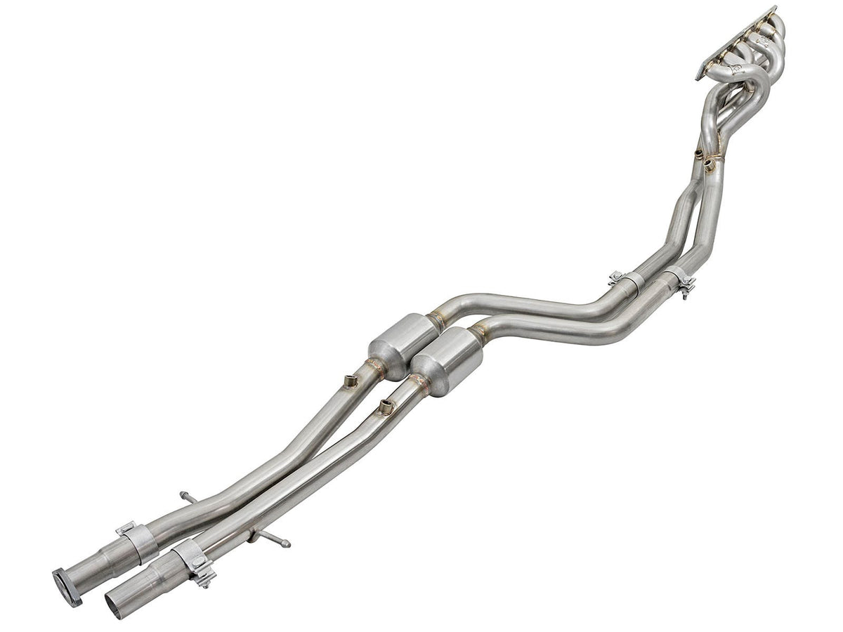 aFe Power Twisted Steel Long Tube Header & Mid Pipe 304 Stainless Steel w/ Cat — BMW M3 (E36) 96-99 L6-3.2L S52 — 48-36316-YC