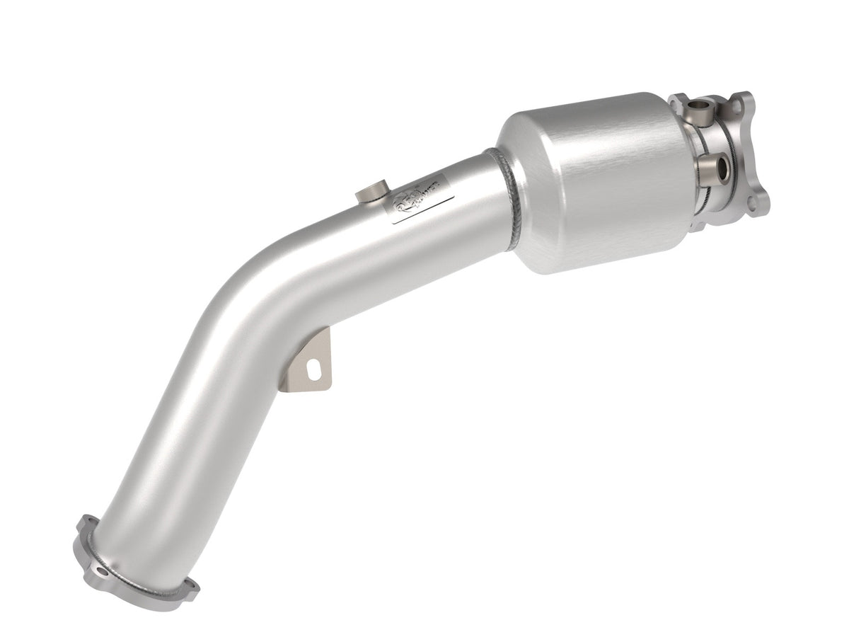 aFe Power Twisted Steel Down Pipe 3 IN 304 Stainless Steel w/ Cat — Audi A4/A5 (B8) 09-16 L4-2.0L (t) — 48-36410-YC