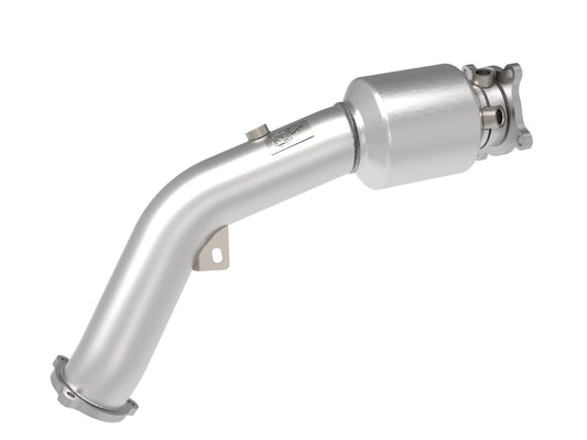 aFe Power Twisted Steel Down Pipe 3 IN 304 Stainless Steel w/ Cat — Audi A4/A5 (B8) 09-16 L4-2.0L (t) — 48-36410-YC
