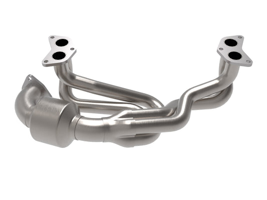 aFe Power Twisted Steel 304 Stainless Steel Header w/ Cat — Subaru Outback/ Legacy 13-19 H4-2.5L — 48-36804-HC