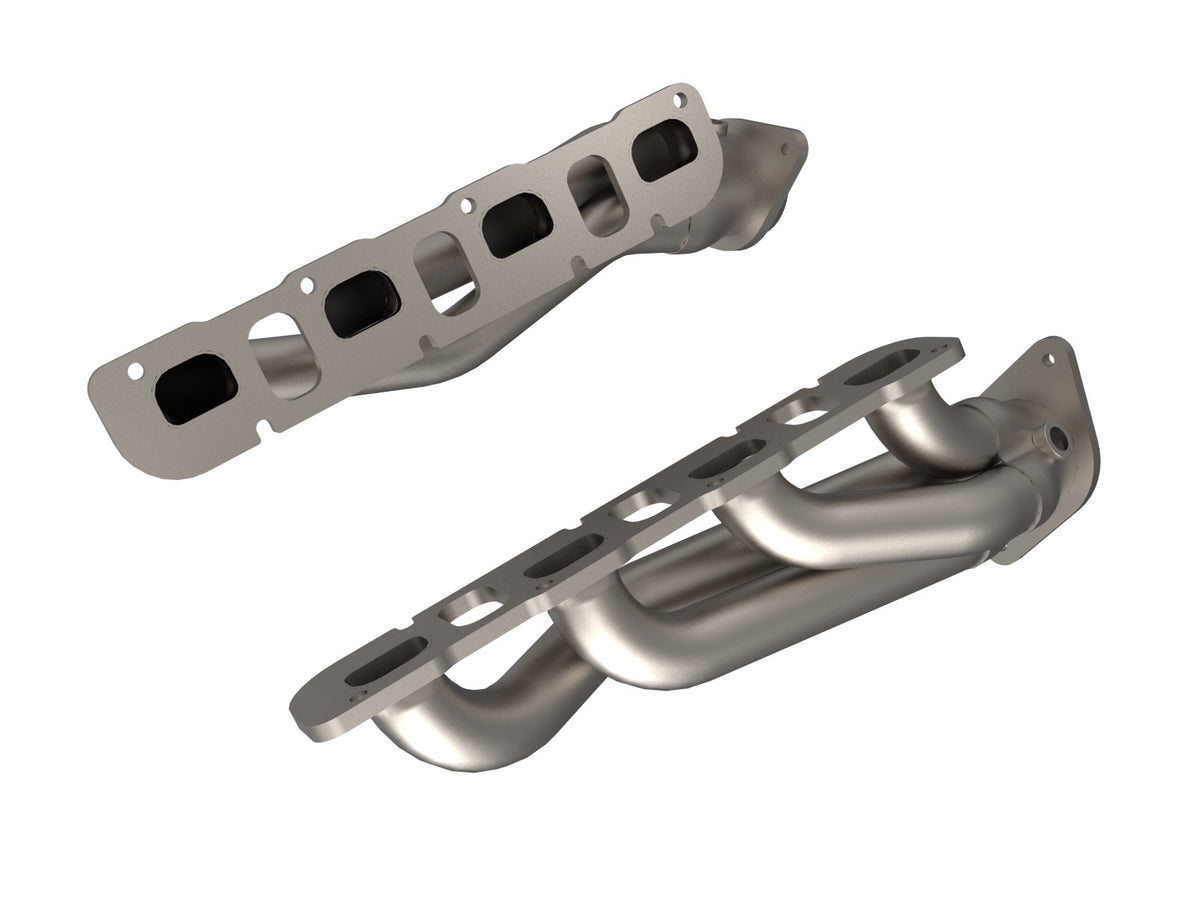 aFe Power Twisted Steel 304 Stainless Steel Short Tube Header w/ Titanium Ceramic Coat Finish — Jeep Grand Cherokee Trackhawk (WK2) 18-21/Dodge Durango SRT Hellcat 21-26 V8-6.2L (sc) — 48-38032-T
