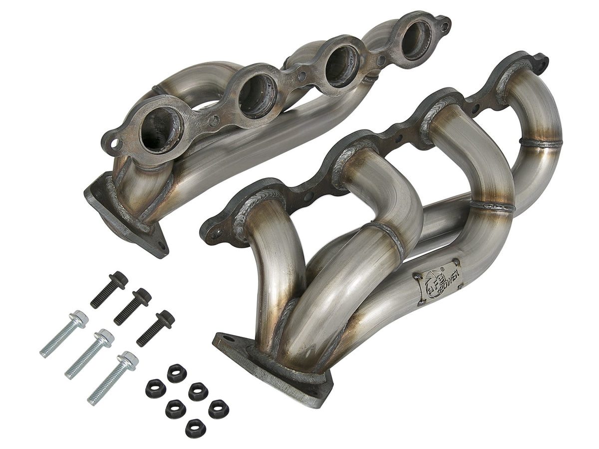aFe Power Twisted Steel 1-3/4 IN Stainless Steel Short Tube Header — GM Silverado/Sierra 1500 14-18 / Silverado LD/Sierra Limited 2019 V8-5.3/6.2L — 48-44003