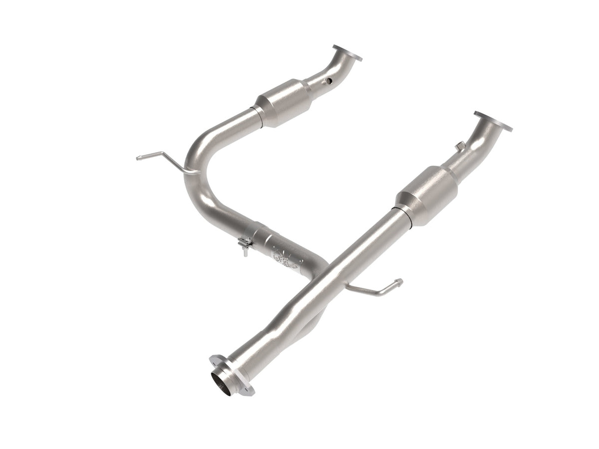 aFe Power Twisted Steel Y-Pipe 2 IN to 3 IN 409 Stainless Steel w/ Cat — Toyota Tacoma 05-15 V6-4.0L — 48-46006-RC