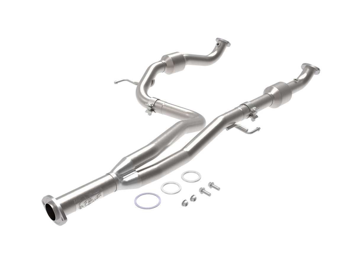 aFe Power Twisted Steel Y-Pipe 2-1/2 IN 409 Stainless Steel w/ Cat — Toyota Tacoma 16-23 V6-3.5L (2WD) — 48-46011-RC