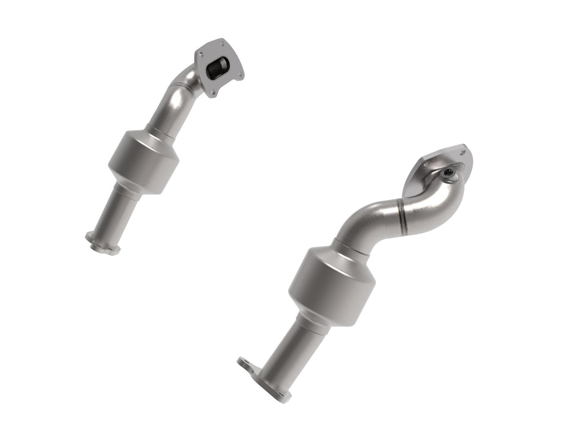 aFe Power Twisted Steel Down Pipe 2-1/2 to 2-1/4 IN 409 Stainless Steel w/ Cat — Toyota Tacoma 16-23 V6-3.5L — 48-46012-HC