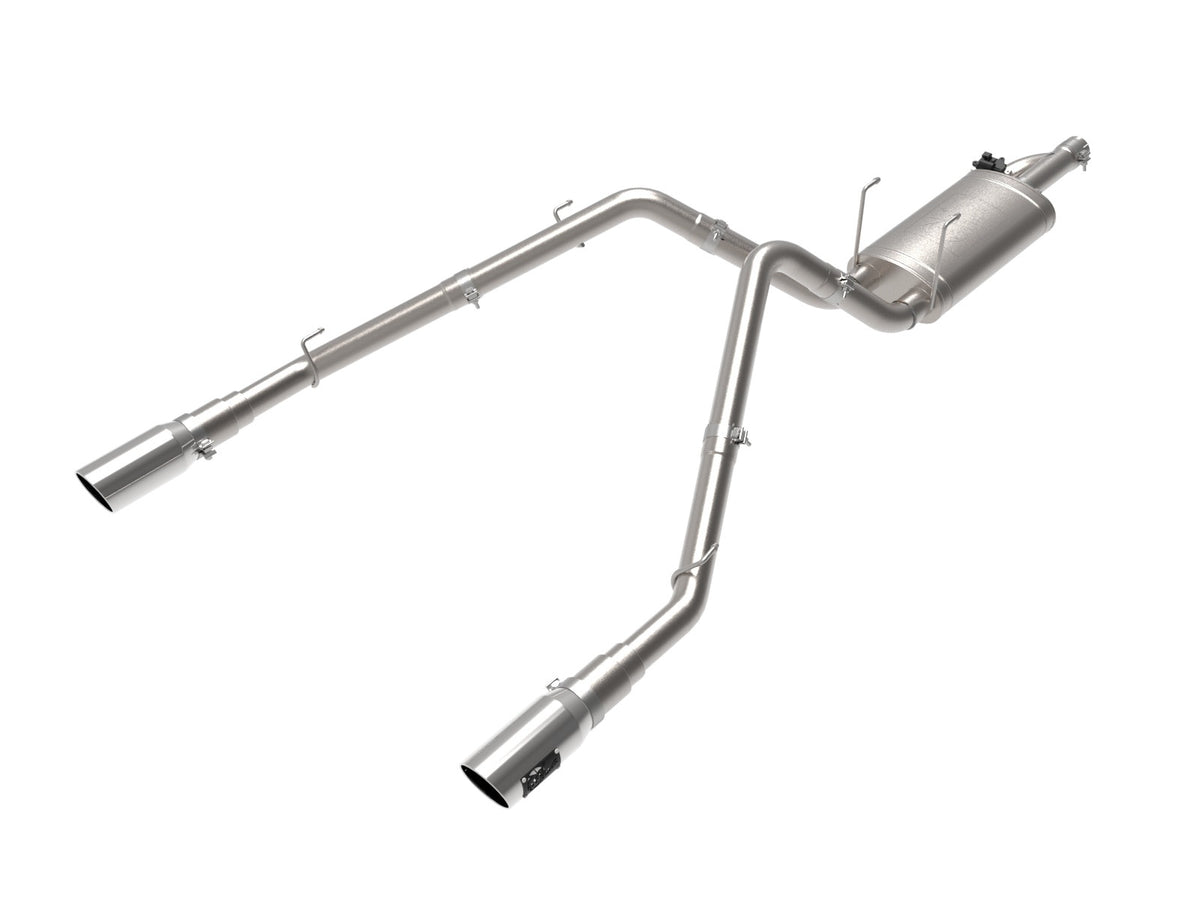 aFe Power Gemini XV 3 IN 304 Stainless Steel Cat-Back Exhaust System w/ Cut-Out Polished — Dodge/RAM 1500 09-18/RAM 1500 Classic 19-24 V8-5.7L HEMI — 49-32083-P