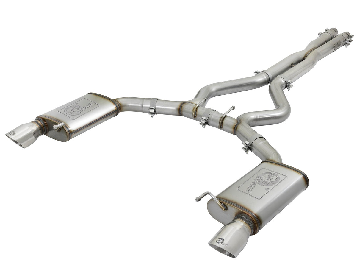 aFe Power MACH Force-Xp 3 IN 304 Stainless Steel Cat-Back Exhaust System — Ford Mustang GT 15-17 V8-5.0L/V6-3.7L — 49-33072-1P