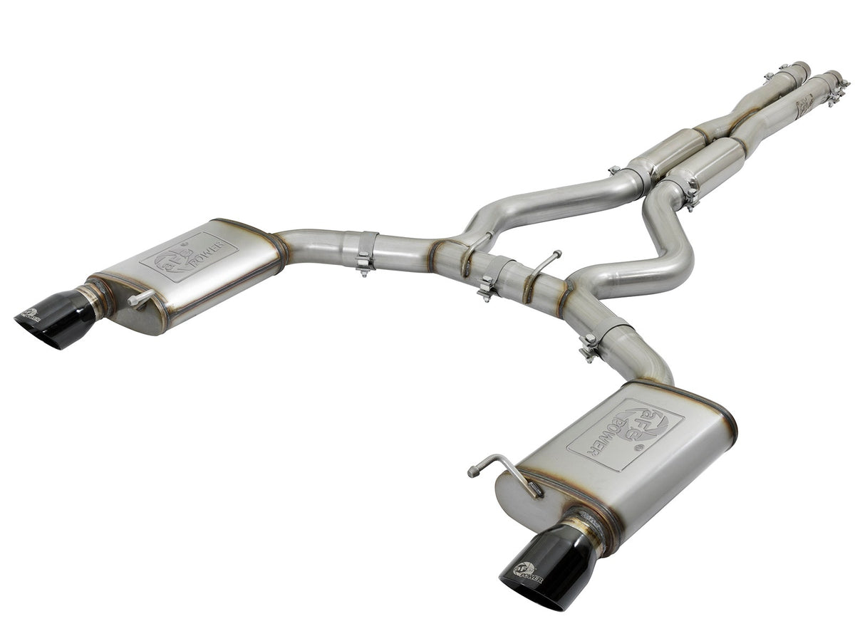 aFe Power MACH Force-Xp 304 Stainless Steel 3 IN Cat-Back Exhaust System Black — Ford Mustang 15-17 V8-5.0L/V6-3.7L — 49-33087-B