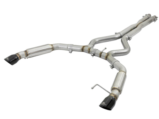 aFe Power MACH Force-Xp 304 Stainless Steel 3 IN Cat-Back Exhaust System Black — Ford Mustang 15-17 V8-5.0L/V6-3.7L — 49-33088-B