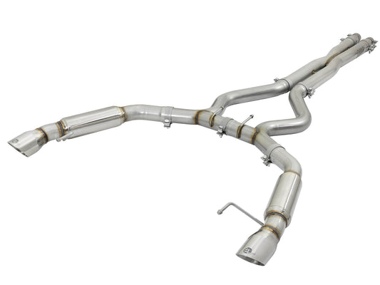 aFe Power MACH Force-Xp 304 Stainless Steel 3 IN Cat-Back Exhaust System Polished — Ford Mustang 15-17 V8-5.0L/V6-3.7L — 49-33088-P