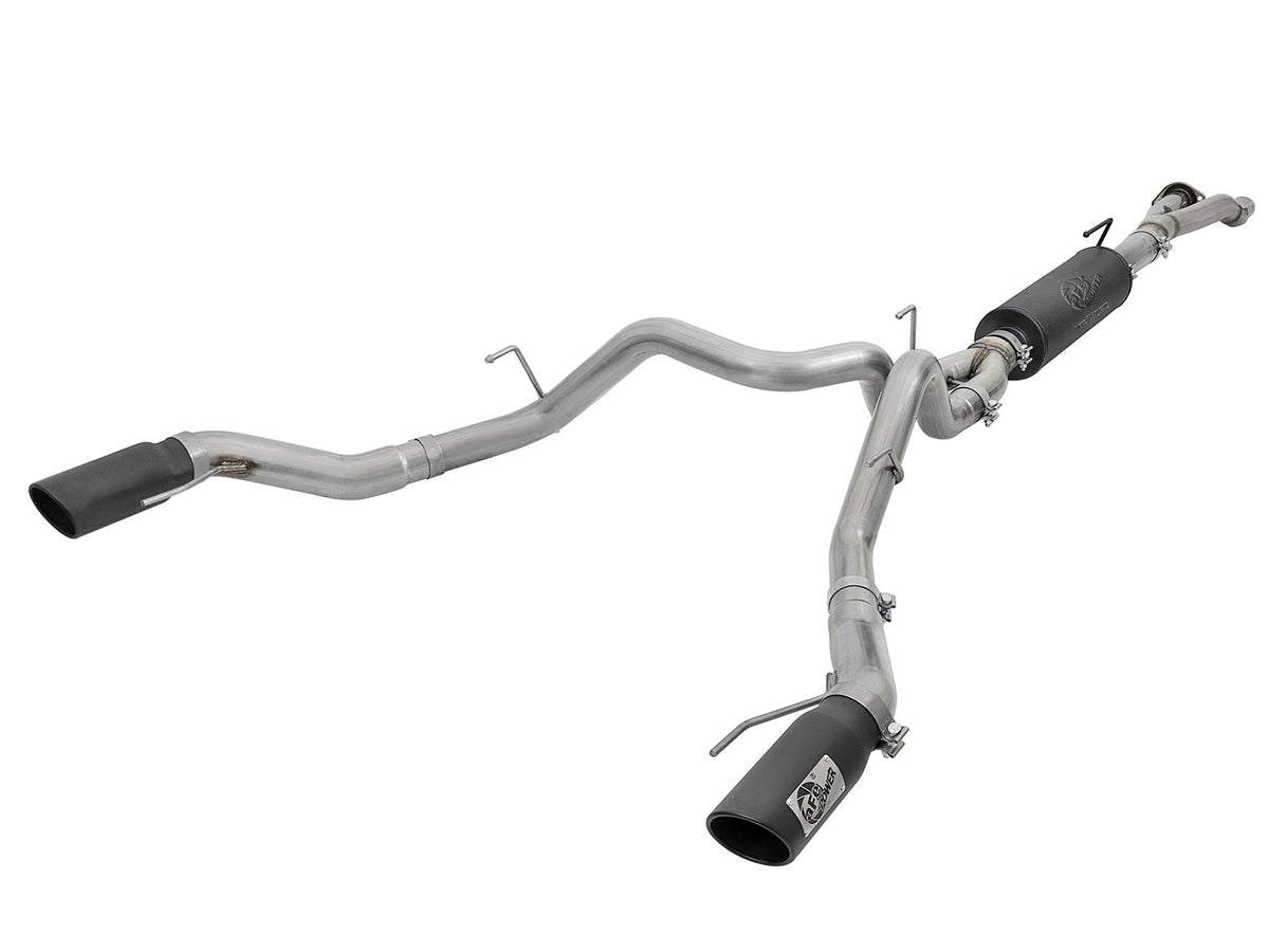 aFe Power MACH Force-Xp 3 IN to 3-1/2 IN 304 Stainless Steel Cat-Back Exhaust System w/ Black Tip — Ford F-150 Raptor 17-20/F-150 Limited 19-20 V6-3.5L (tt) — 49-33094-B
