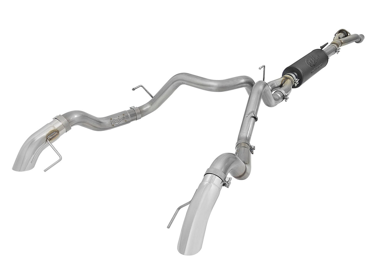 aFe Power MACH Force-Xp 3 IN 304 Stainless Steel Cat-Back Hi-Tuck Exhaust System w/ Polished Tips — Ford F-150 Raptor 17-20/F-150 Limited 19-20 V6-3.5L (tt) — 49-33095-P