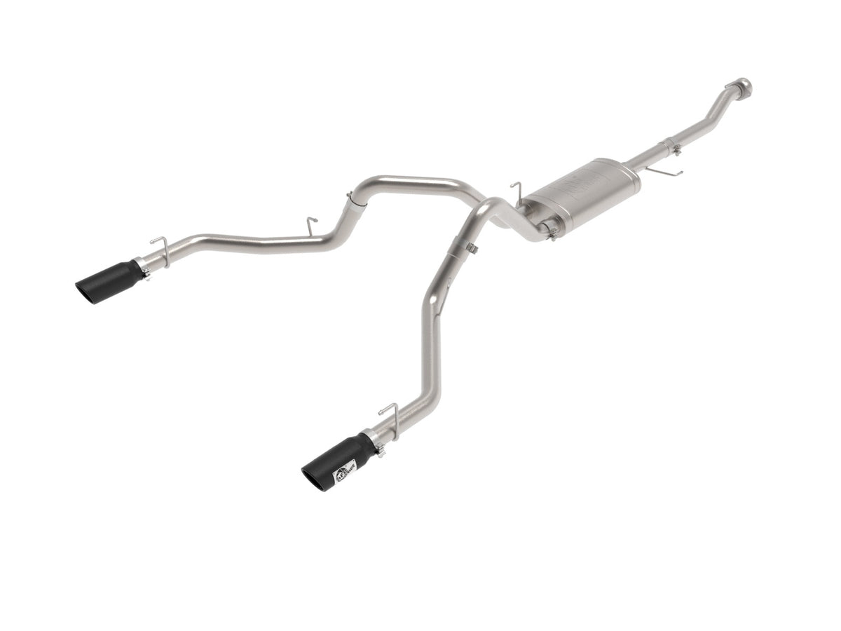 aFe Power Vulcan Series 3 IN 304SS Cat-Back Exhaust System Dual Rear Exit w/ Black Tips — Ford F-150 21-26 V6-2.7L (tt)/3.5L (tt)/V8-5.0L — 49-33127-B