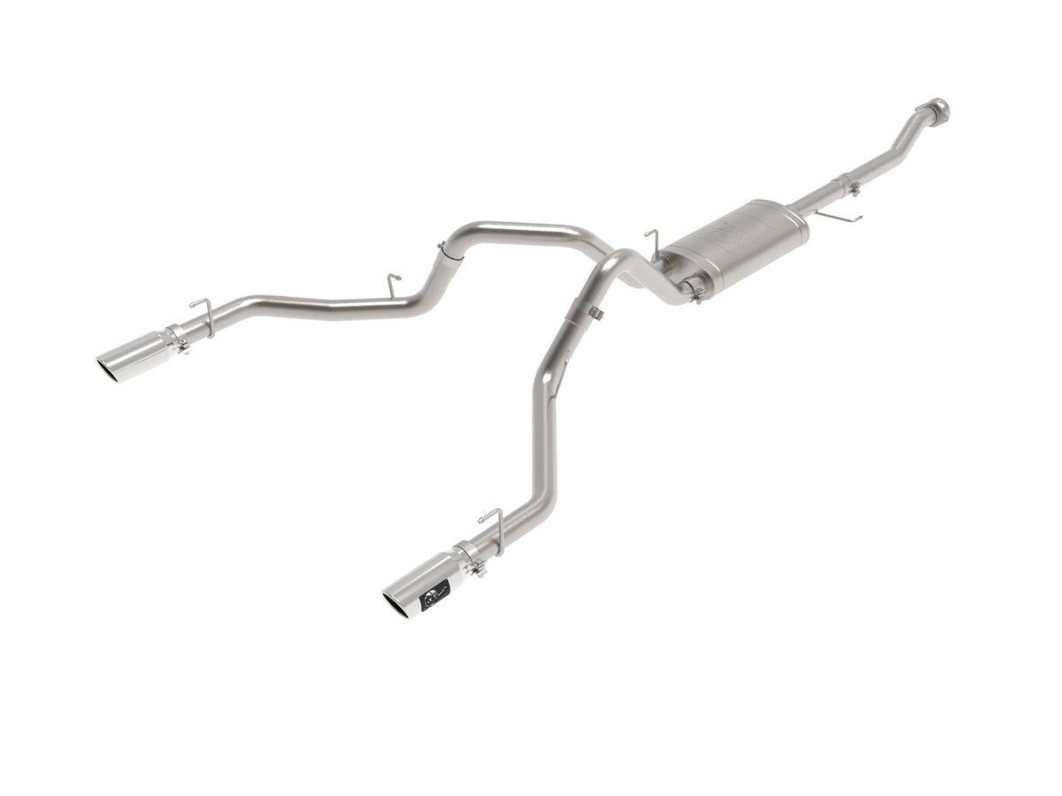 aFe Power Vulcan Series 3 IN 304SS Cat-Back Exhaust System Dual Rear Exit w/ Polished Tips — Ford F-150 21-26 V6-2.7L (tt)/3.5L (tt)/V8-5.0L — 49-33127-P