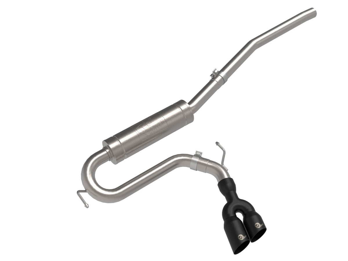 aFe Power Rebel Series 2-1/2 IN Stainless Steel Cat-Back Exhaust System w/ Black Tip — Ford Maverick 22-26 L4-2.0L (t) AWD — 49-33144-B