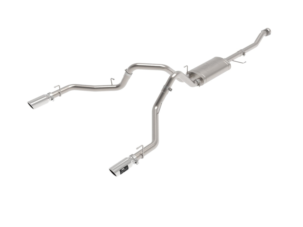 aFe Power Vulcan Series 3 IN 304 Stainless Steel Cat-Back Exhaust System w/ Polished Tip — Ford F-150 Tremor 21-26 V6-3.5L (tt)/V8-5.0L — 49-33157-P