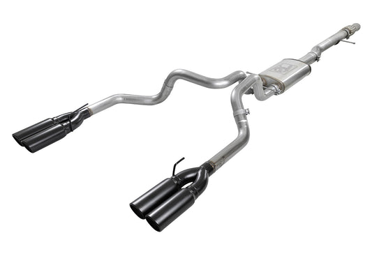 aFe Power Vulcan Series 4 IN to Dual 3 IN 304 Stainless Steel Cat-Back Exhaust System — GM Silverado/Sierra 1500 19-26 V8-6.2L — 49-34102-B