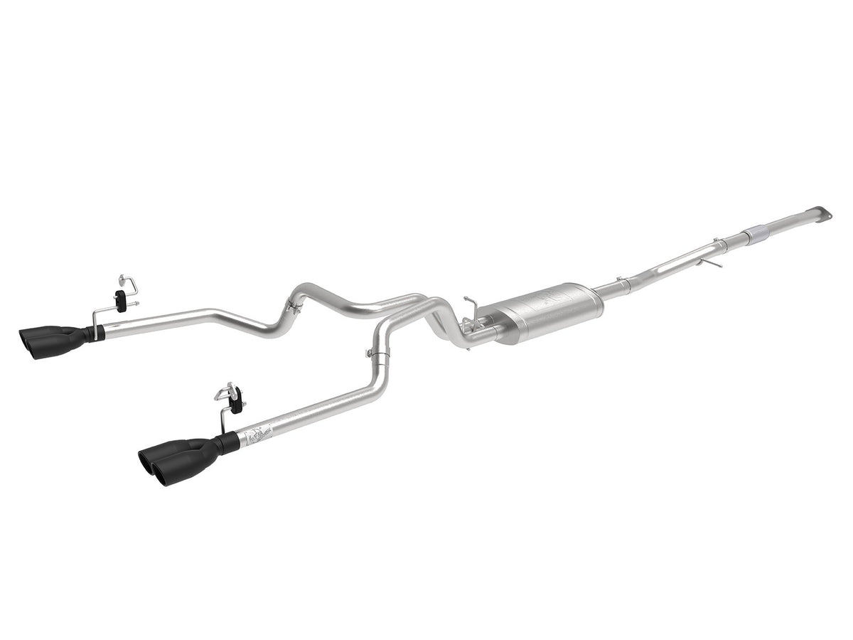 aFe Power Vulcan Series 3 IN to Dual 2-1/2 IN 304 Stainless Steel Cat-Back Exhaust System — GM Silverado/Sierra 1500 19-26 L4-2.7L (t) — 49-34110-B