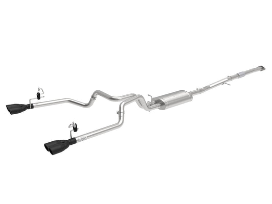 aFe Power Vulcan Series 3 IN to Dual 2-1/2 IN 304 Stainless Steel Cat-Back Exhaust System — GM Silverado/Sierra 1500 19-26 L4-2.7L (t) — 49-34110-B