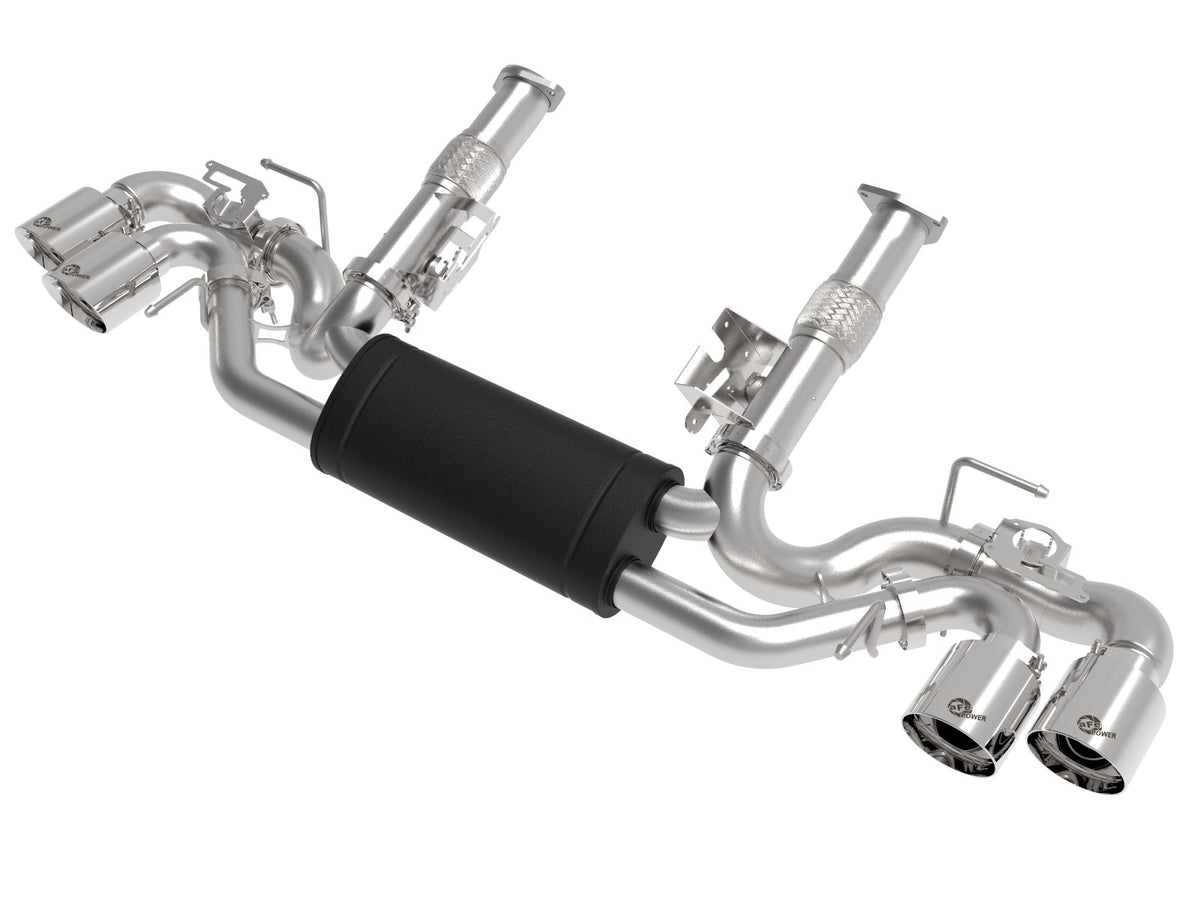 aFe Power MACH Force-Xp 304 Stainless Steel Cat-Back Exhaust w/ Muffler Polished (w/ NPP) — Chevrolet Corvette (C8) 20-26 V8-6.2L — 49-34124-P
