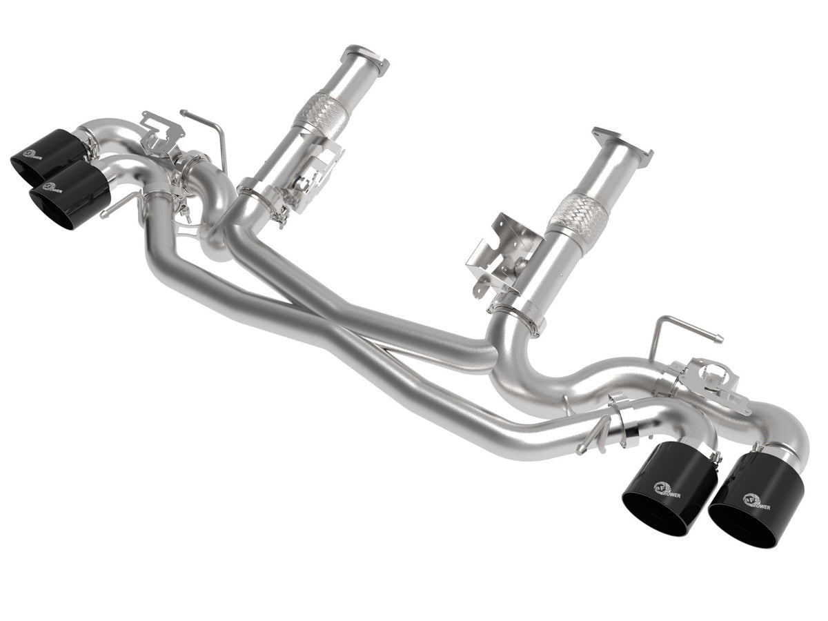 aFe Power MACH Force-Xp 304 Stainless Steel Cat-Back Exhaust w/o Muffler Black (w/ NPP) — Chevrolet Corvette (C8) 20-26 V8-6.2L — 49-34124NM-B
