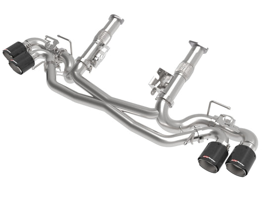 aFe Power MACH Force-Xp 304 Stainless Steel Cat-Back Exhaust w/o Muffler Carbon Fiber (w/ NPP) — Chevrolet Corvette (C8) 20-26 V8-6.2L — 49-34124NM-C