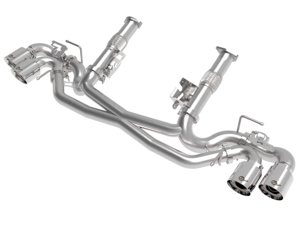 aFe Power MACH Force-Xp 304 Stainless Steel Cat-Back Exhaust w/o Muffler Polished (w/ NPP) — Chevrolet Corvette (C8) 20-26 V8-6.2L — 49-34124NM-P