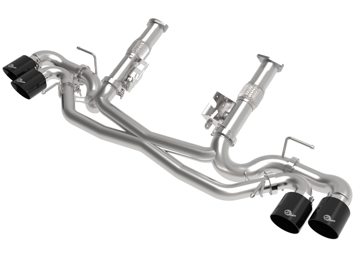 aFe Power MACH Force-Xp 304 Stainless Steel Cat-Back Exhaust w/o Muffler Black (No NPP) — Chevrolet Corvette (C8) 20-26 V8-6.2L — 49-34127NM-B