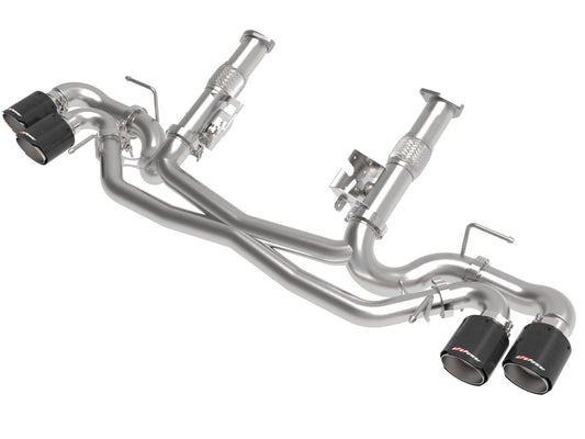 aFe Power MACH Force-Xp 304 Stainless Steel Cat-Back Exhaust w/o Muffler Carbon (No NPP) — Chevrolet Corvette (C8) 20-26 V8-6.2L — 49-34127NM-C