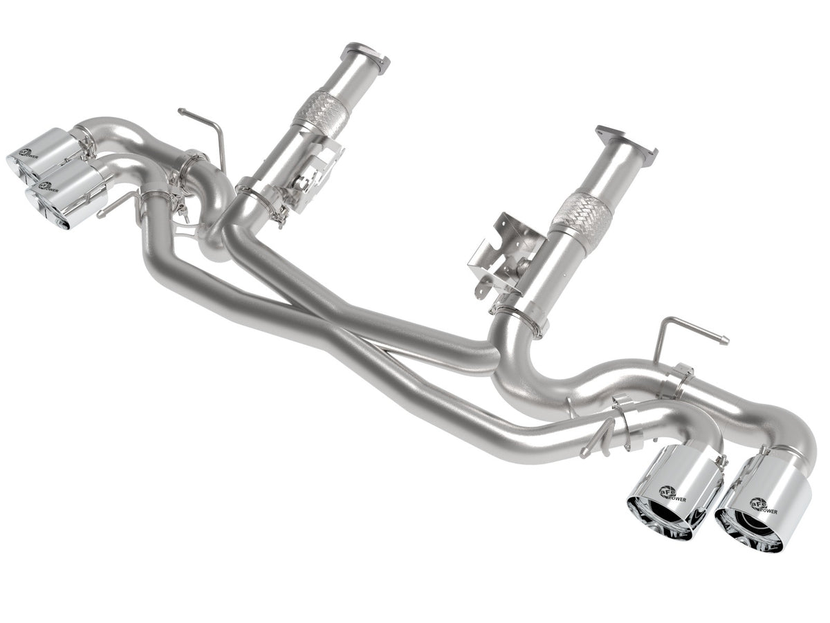 aFe Power MACH Force-Xp 304 Stainless Steel Cat-Back Exhaust w/o Muffler Polished (No NPP) — Chevrolet Corvette (C8) 20-26 V8-6.2L — 49-34127NM-P