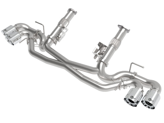 aFe Power MACH Force-Xp 304 Stainless Steel Cat-Back Exhaust w/o Muffler Polished (No NPP) — Chevrolet Corvette (C8) 20-26 V8-6.2L — 49-34127NM-P