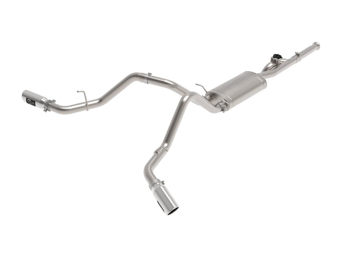 aFe Power Gemini XV 3 IN 304 Stainless Steel Cat-Back Exhaust System w/ Cut-Out Polished — GM Trucks 09-18 V6-4.3/V8-4.8/5.3L — 49-34131-P