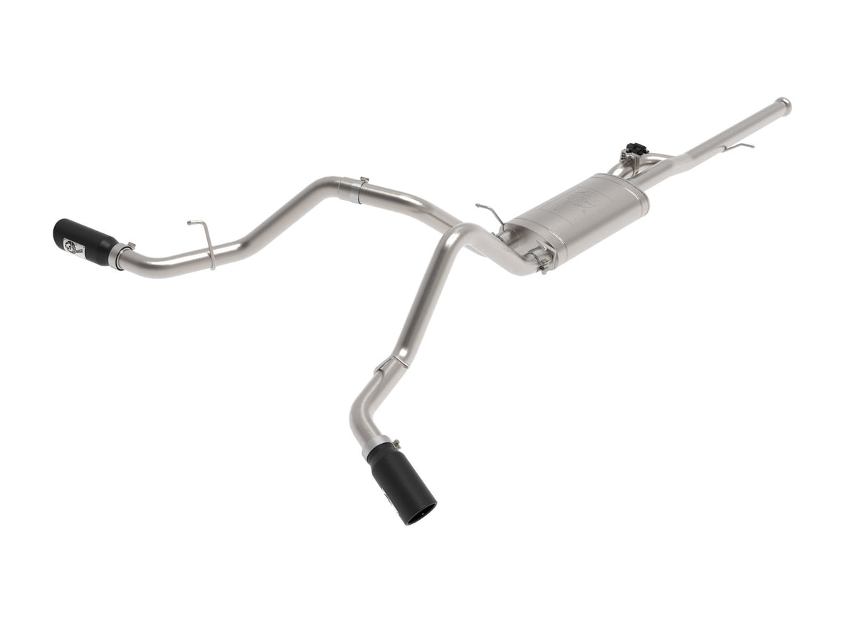 aFe Power Gemini XV 3 IN 304 Stainless Steel Cat-Back Exhaust System w/ Cut-Out Black — GM Trucks 14-19 V6-4.3L/V8-5.3L — 49-34132-B