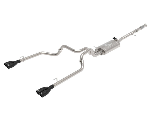 aFe Power Gemini XV 3 IN to Dual 2-1/2 IN 304 Stainless Steel Cat-Back Exhaust System w/ Cut-Out Black — GM Silverado/Sierra 1500 19-26 V8-5.3L — 49-34139-B