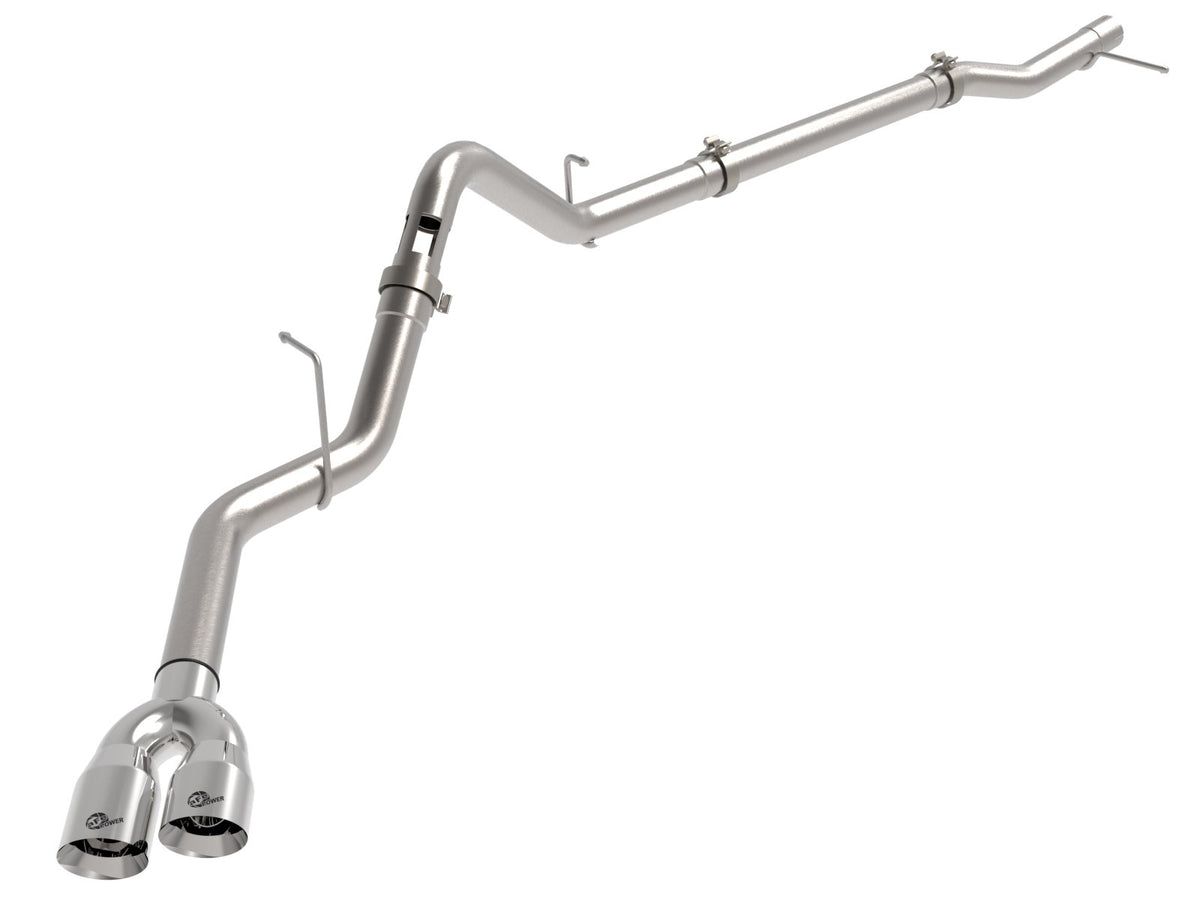 aFe Power Rebel XD Series 3 IN 304 Stainless Steel DPF-Back Exhaust w/ Dual Polished Tips — GM Trucks 23-26 L6-3.0L (td) LZ0 — 49-34145-P