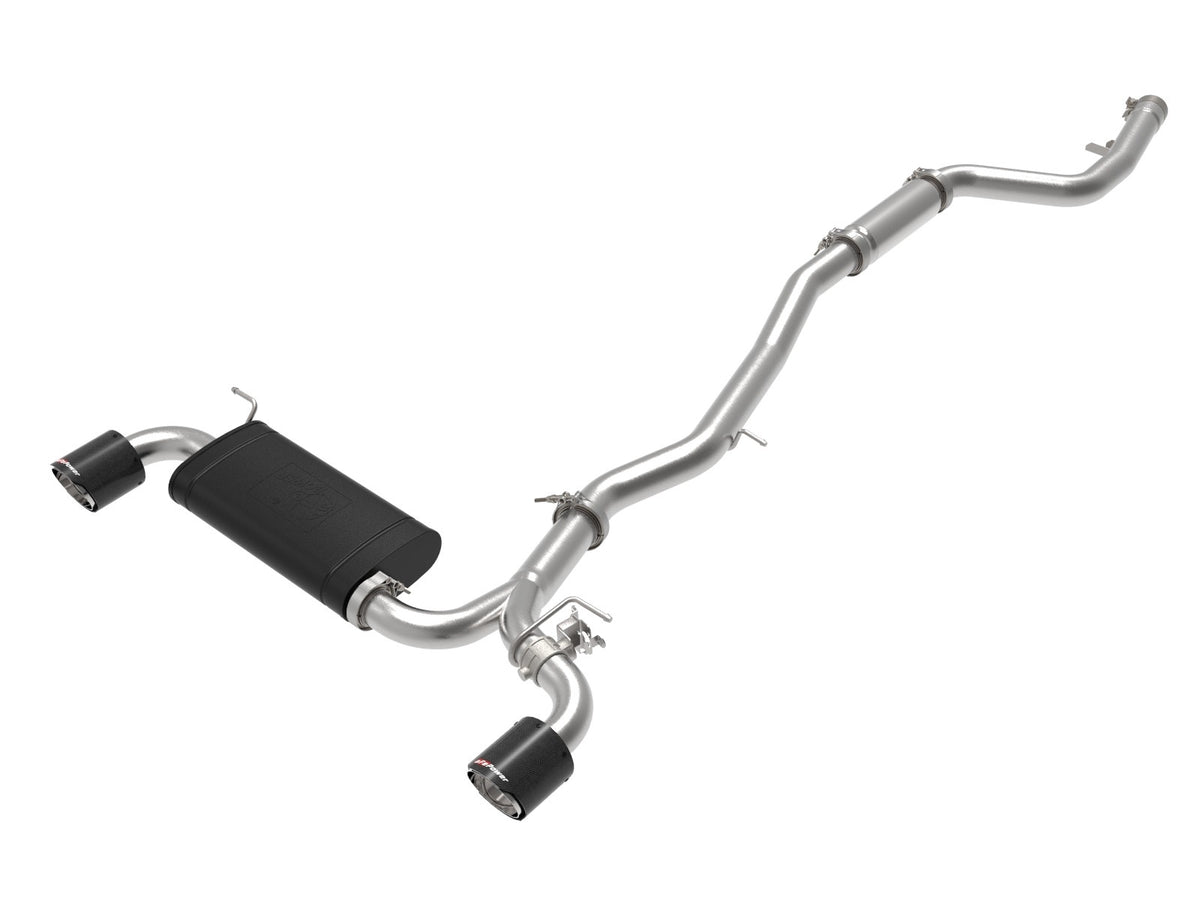 aFe Power Takeda 3 IN to 2-1/2 IN 304 Stainless Steel Cat-Back Exhaust System w/ Carbon Fiber Tip — Toyota GR Supra (A90) 20-26 L6-3.0L (t) — 49-36043-C
