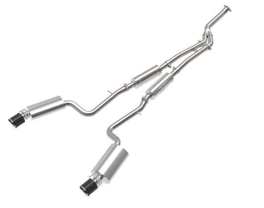 aFe Power Takeda 3 IN to 2-1/2 IN 304 Stainless Steel Cat-Back Exhaust System w/ Carbon Fiber Tip — Lexus IS200t 16-17/IS300 18-23 L4-2.0L (t) — 49-36059-C