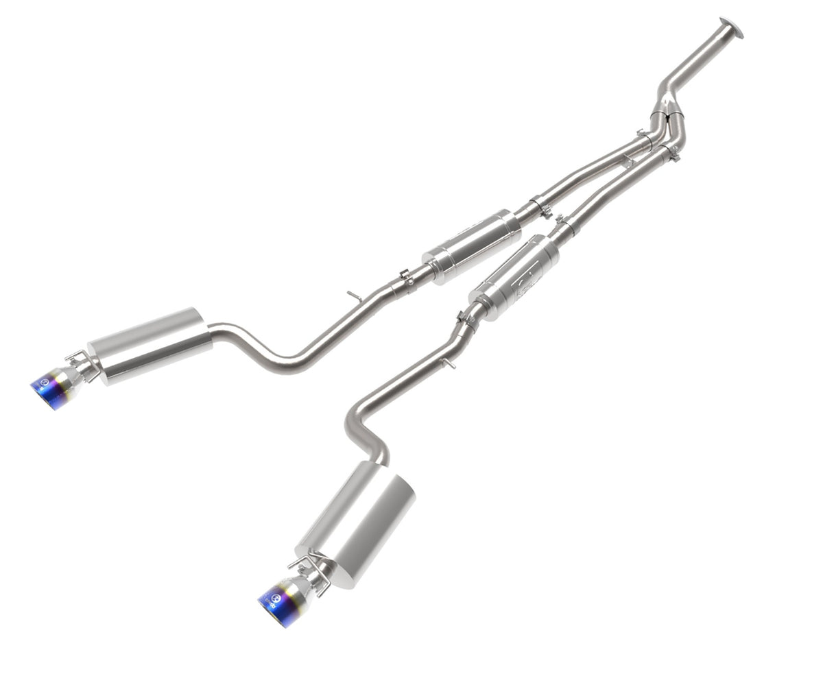 aFe Power Takeda 3 IN to 2-1/2 IN 304 Stainless Steel Cat-Back Exhaust System w/ Blue Flame Tip — Lexus IS200t 16-17/IS300 18-23 L4-2.0L (t) — 49-36059-L