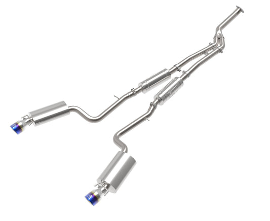 aFe Power Takeda 3 IN to 2-1/2 IN 304 Stainless Steel Cat-Back Exhaust System w/ Blue Flame Tip — Lexus IS200t 16-17/IS300 18-23 L4-2.0L (t) — 49-36059-L