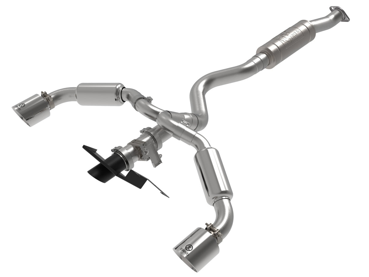 aFe Power Gemini XV 3 IN to 2-1/2 IN 304 Stainless Steel Cat-Back Exhaust System w/ Cut-Out Polished — Toyota GR Corolla 23-26 L3-1.6L (t) — 49-36067-P