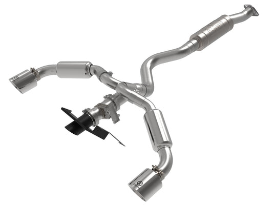 aFe Power Gemini XV 3 IN to 2-1/2 IN 304 Stainless Steel Cat-Back Exhaust System w/ Cut-Out Polished — Toyota GR Corolla 23-26 L3-1.6L (t) — 49-36067-P